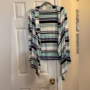 Gently Worn, Light Weight, e. Luna Striped waterfall Cardigan - Size Medium
